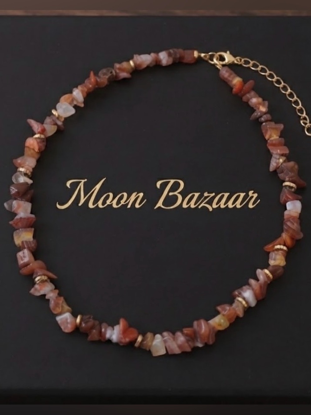 Carnelian Chip Necklace with Gold Accents